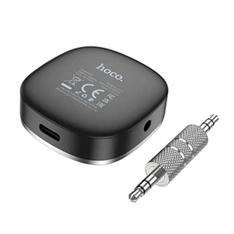 Hoco adapter (Bluetooth v5.3, Type-C aljzat, 3,5 mm jack, LED kijelző, 250 mAh, 10-12 óra, fekete)