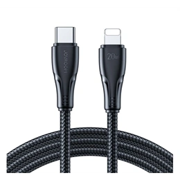 Joyroom Surpass adatkábel (type-c - lightning, 20W, gyorstöltő, törésgátló, 120cm, fekete)