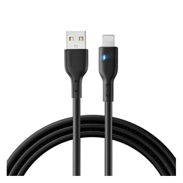 Joyroom adatkábel (USB - Lightning, 2.4A, LED jelzés, 200cm, fekete)