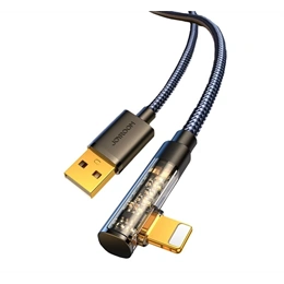 Joyroom adatkábel (USB - Lightning, 2,4A, gyorstöltő, 90 fokos, 120 cm, fekete)