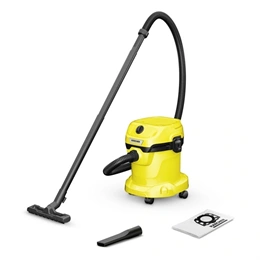Karcher WD 2 Plus V-15/4/18 nedves-száraz porzsákos porszívó (15 L, 1000 W, műanyag tartály, sárga-fekete)