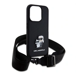 Karl Lagerfeld Saffiano Crossbody Strap Metal Karl and Choupette szilikon telefonvédő (ütésállóság, nyakpánt, prémium, f