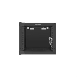 Lanberg 10" fali rackszekrény 4U (280x310 mm, üvegajtó, lapraszerelt, fekete)