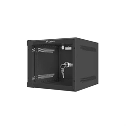 Lanberg 10" fali rackszekrény 4U (280x310 mm, üvegajtó, lapraszerelt, fekete)