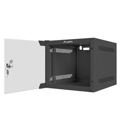 Lanberg 10" fali rackszekrény 4U (280x310 mm, üvegajtó, lapraszerelt, fekete)
