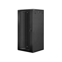 Lanberg 19" fali rackszekrény 27U (600x600, lapraszerelt, 529.5 mm mély, edzett üveg első ajtó, fekete)