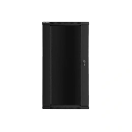 Lanberg 19" fali rackszekrény 27U (600x600, lapraszerelt, 529.5 mm mély, edzett üveg első ajtó, fekete)