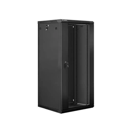 Lanberg 19" fali rackszekrény 27U (600x600, lapraszerelt, 529.5 mm mély, edzett üveg első ajtó, fekete)