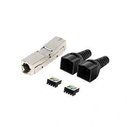 Lanberg CAT6 F/UTP toldó (2x RJ45, szerszám nélkül, ABS, fém, fekete, ezüst)