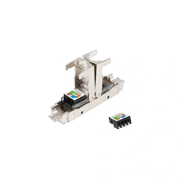 Lanberg CAT6 F/UTP toldó (2x RJ45, szerszám nélkül, ABS, fém, fekete, ezüst)