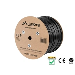 Lanberg Cat.6 F/UTP kültéri telepítő kábel (305 m, 23 AWG, 250 MHz, Fca, fekete)