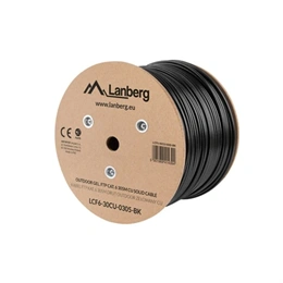 Lanberg Cat.6 F/UTP kültéri telepítő kábel (305 m, 23 AWG, 250 MHz, Fca, fekete)