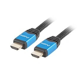Lanberg HDMI M/M V2.0 kábel (3 m, fonott, rézvezetők, aranyozott csatlakozók, 18 Gb/s, fekete)