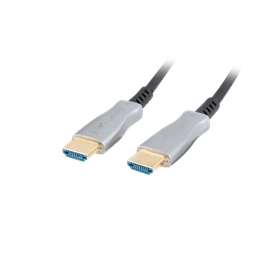 Lanberg HDMI (M/M) v2.0 kábel (20 m, optikai AOC, 18 Gb/s, 3840 x 2160, aranyozott csatlakozó, fekete, ezüst)