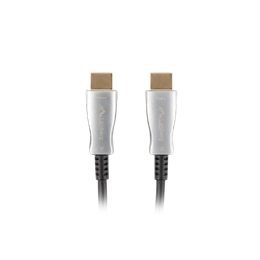 Lanberg HDMI (M/M) v2.0 kábel (20 m, optikai AOC, 18 Gb/s, 3840 x 2160, aranyozott csatlakozó, fekete, ezüst)