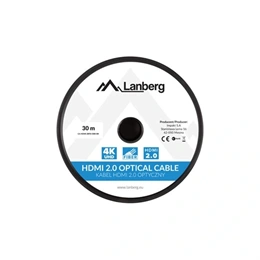 Lanberg HDMI kábel (HDMI M/M v2.0, 30 m, optikai, AOC, aranyozott csatlakozó, fekete, ezüst)