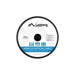 Lanberg HDMI kábel (v2.0, M/M, 100 m, optikai AOC, 18 Gb/s, fekete)