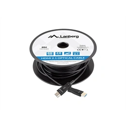 Lanberg HDMI v2.1 M/M AOC összekötő kábel (80 m, Ultra High Speed, DSC 1.2, 48 Gb/s, 8K@60Hz, fekete)