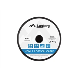 Lanberg HDMI v2.1 M/M AOC összekötő kábel (80 m, Ultra High Speed, DSC 1.2, 48 Gb/s, 8K@60Hz, fekete)