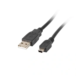 Lanberg Mini USB - USB-A adatkábel (USB 2.0, 30 cm, aranyozott csatlakozó, fekete)
