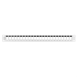 Lanberg Patch Panel (19", 1U, 24 port, tehermentesítő, szürke)