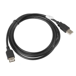 Lanberg USB-A (M/F) 2.0 adatkábel 1,8 m (fekete, 480 Mb/s, aranyozott csatlakozó, AWG 30)