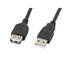 Lanberg USB-A (M/F) adatkábel 3 m (USB 2.0, 480 Mb/s, aranyozott csatlakozó, AWG 30, fekete)