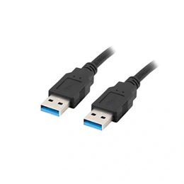 Lanberg USB-A (M/M) 3.0 adatkábel 1,8 m (fekete, 5 Gbit/s, AWG 24/28, nikkel csatlakozó)