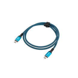 Lanberg USB-C (M/M) 4.0 kábel 2 m (240 W, 8K 60 Hz, 40 Gb/s, szövet fonat, fekete, kék)