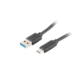 Lanberg USB-C (M) - USB-A (M) adatkábel (1,8 m, USB 3.1 Gen1, 5 Gbit/s, aranyozott csatlakozó, fekete)