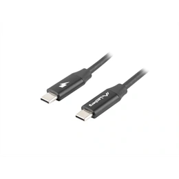 Lanberg USB-C adatkábel (USB-C M/M, USB 2.0, 1 m, 60 W, Quick Charge 4.0, 480 Mb/s, aranyozott csatl., fekete)