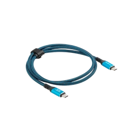 Lanberg USB-C kábel (M/M, 50 cm, USB 4.0, 240W, 8K 60 Hz, 40 Gb/s, szövet fonat, fekete-kék)