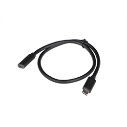 Lanberg USB kábel 0,5 m (USB-C M/F, USB 3.1 Gen1, 5 Gbit/s, PVC, aranyozott csatlakozó, fekete)