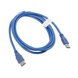 Lanberg USB kábel 1,8 m (USB-A M/F, USB 3.0, 5 Gbit/s, aranyozott csatlakozó, műanyag burkolat, kék)