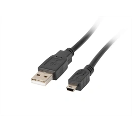 Lanberg USB mini (M) - USB-A (M) 1,8 m kábel (fekete, USB 2.0, ferrit, aranyozott csatlakozó, 30 AWG, 480 Mb/s)