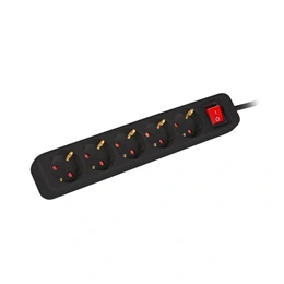 Lanberg elosztó (5x Schuko, 3 m kábel, kapcsoló, 2500 W, fekete)