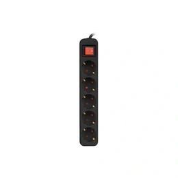 Lanberg elosztó (5x Schuko, 3 m kábel, kapcsoló, 2500 W, fekete)