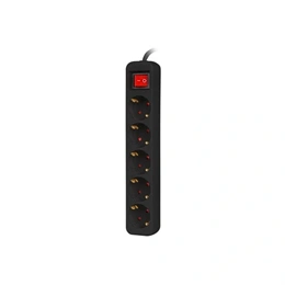 Lanberg elosztó (5x Schuko, 3 m kábel, kapcsoló, 2500 W, fekete)