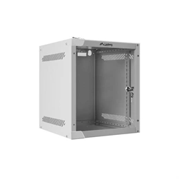 Lanberg fali rack szekrény (10", 6U, 310mm mély, üvegajtó, lapraszerelt, szürke)