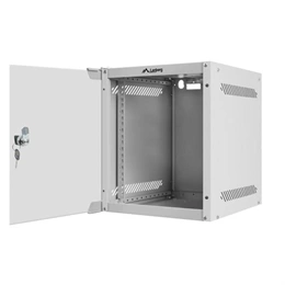 Lanberg fali rack szekrény (10", 6U, 310mm mély, üvegajtó, lapraszerelt, szürke)