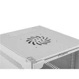 Lanberg fali rack szekrény (10", 6U, 310mm mély, üvegajtó, lapraszerelt, szürke)
