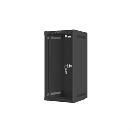 Lanberg fali rackszekrény (10", 12U, 310mm mély, üvegajtó, lapraszerelt, fekete)
