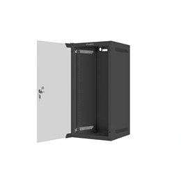 Lanberg fali rackszekrény (10", 12U, 310mm mély, üvegajtó, lapraszerelt, fekete)