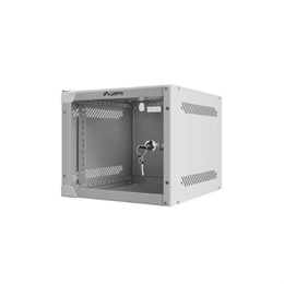 Lanberg fali rackszekrény (10", 4U, 310mm mély, üvegajtó, lapraszerelt, szürke)