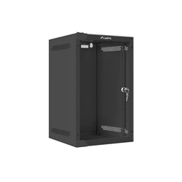 Lanberg fali rackszekrény (10", 9U, 280x310 mm, üvegajtó, lapraszerelt, fekete)