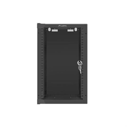 Lanberg fali rackszekrény (10", 9U, 280x310 mm, üvegajtó, lapraszerelt, fekete)