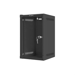 Lanberg fali rackszekrény (10", 9U, 280x310 mm, üvegajtó, lapraszerelt, fekete)