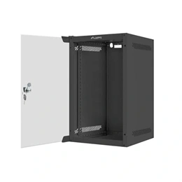 Lanberg fali rackszekrény (10", 9U, 280x310 mm, üvegajtó, lapraszerelt, fekete)
