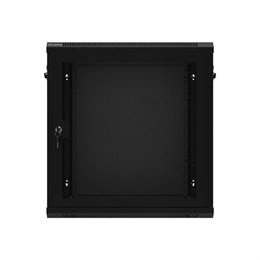 Lanberg fali rackszekrény (19", 12U, 600x450 mm, perforált ajtó, lapraszerelt, fekete)