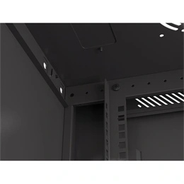 Lanberg fali rackszekrény (19", 12U, 600x450 mm, perforált ajtó, lapraszerelt, fekete)
